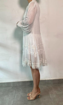 Womens | Mia Viscose Crinkle Chiffon Short Dress | White