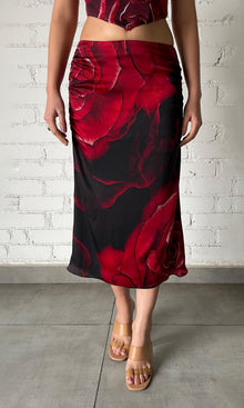 Womens | Naia Viscose Satin Embellished Skirt | Black Red