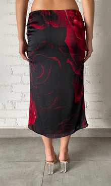 Womens | Naia Viscose Satin Embellished Skirt | Black Red