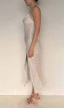 Womens | Noi Viscose Georgette Multicolor Lurex Long Dress | White