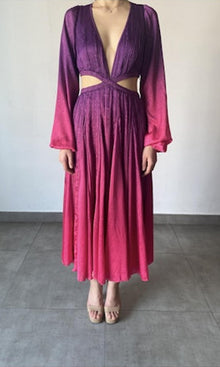 Womens | Paige Polyester Shimmer Chiffon Long Dress | Purple Pink