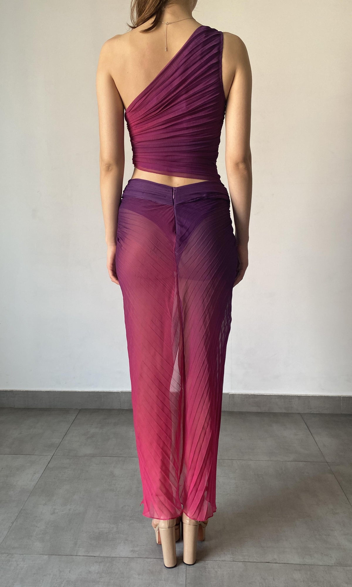 Womens | Paige Polyester Chiffon Long Skirt | Purple Multi