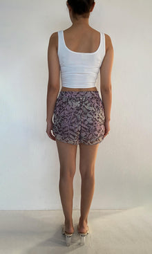 Womens | Paola Viscose Georgtte Lurex Shorts | Purple