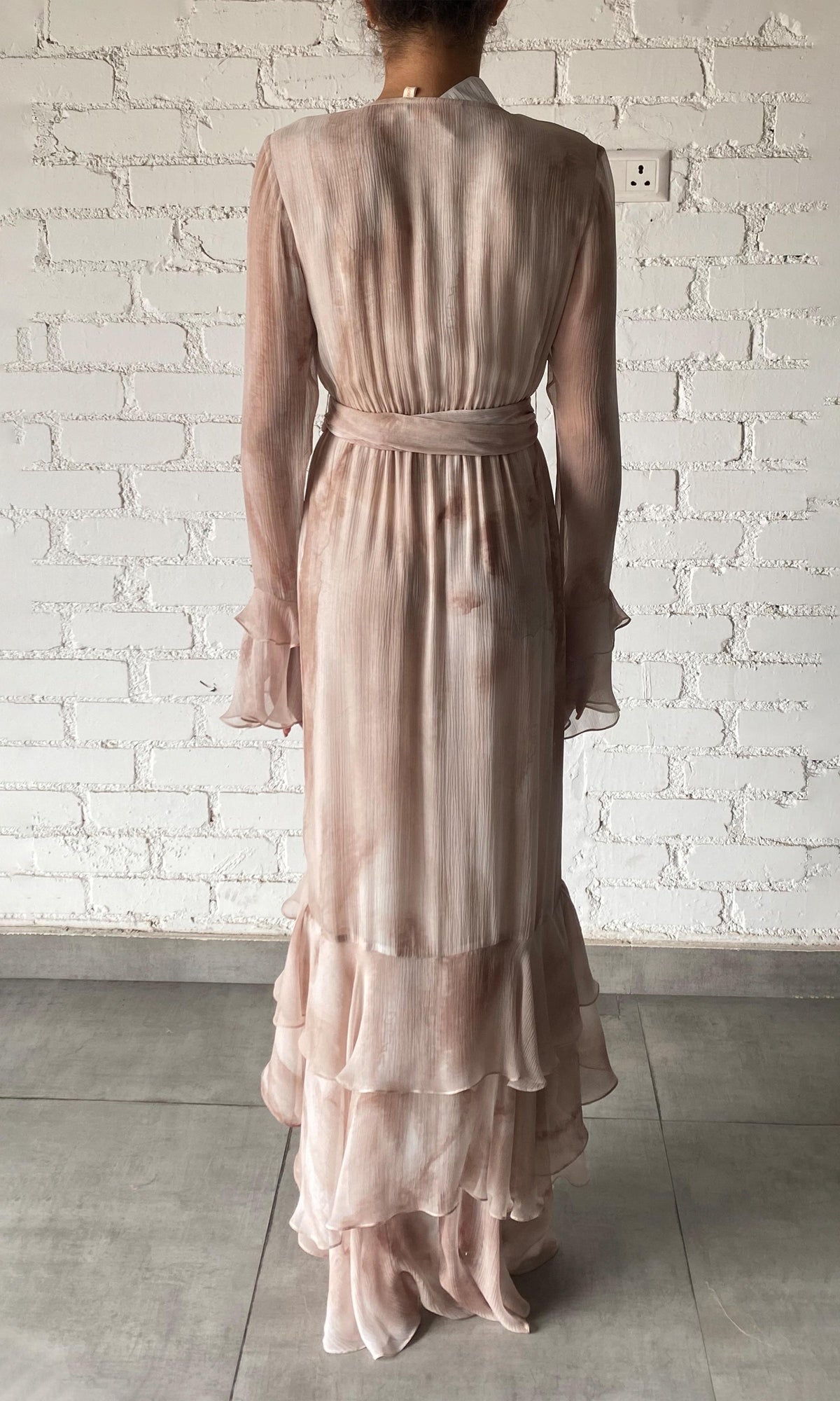 Womens | Ryan Viscose Crinkle Chiffon Maxi Dress | Light Brown