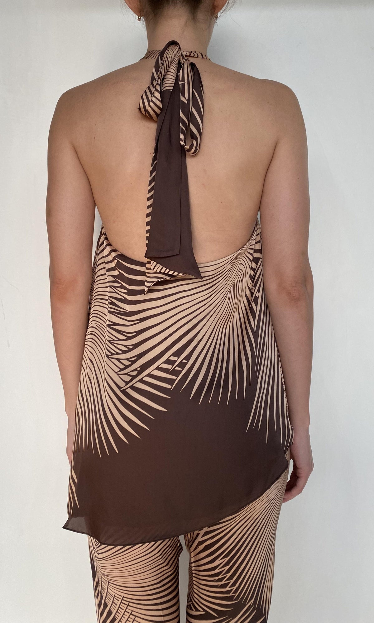 Womens | Taro Viscose Satin Halter Neck Top | Brown