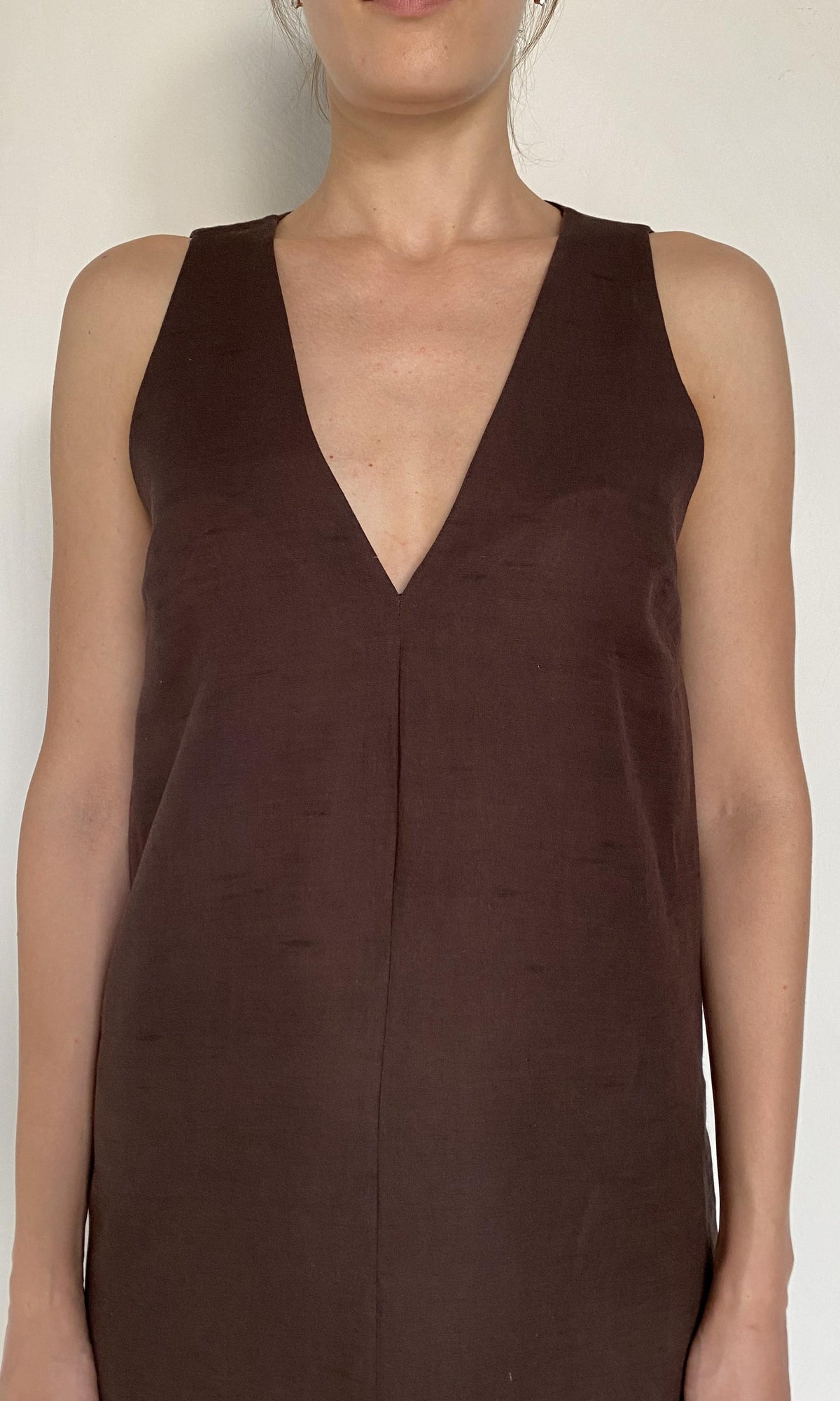 Womens | Taro Linen Cotton A Line Flared Maxi Dress | Brown