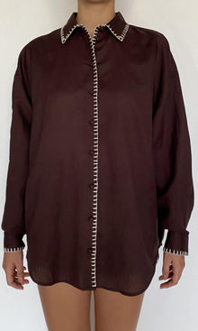 Womens | Zin Linen Cotton Oversized Shirt | Brown