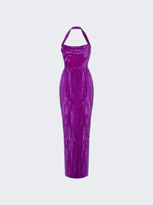 Women | RASARIO | Draped Velvet Maxi Dress | Purple