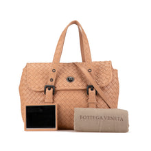 Bottega Veneta | Pre-Owned Intrecciato Flap Satchel | Brown/Nude