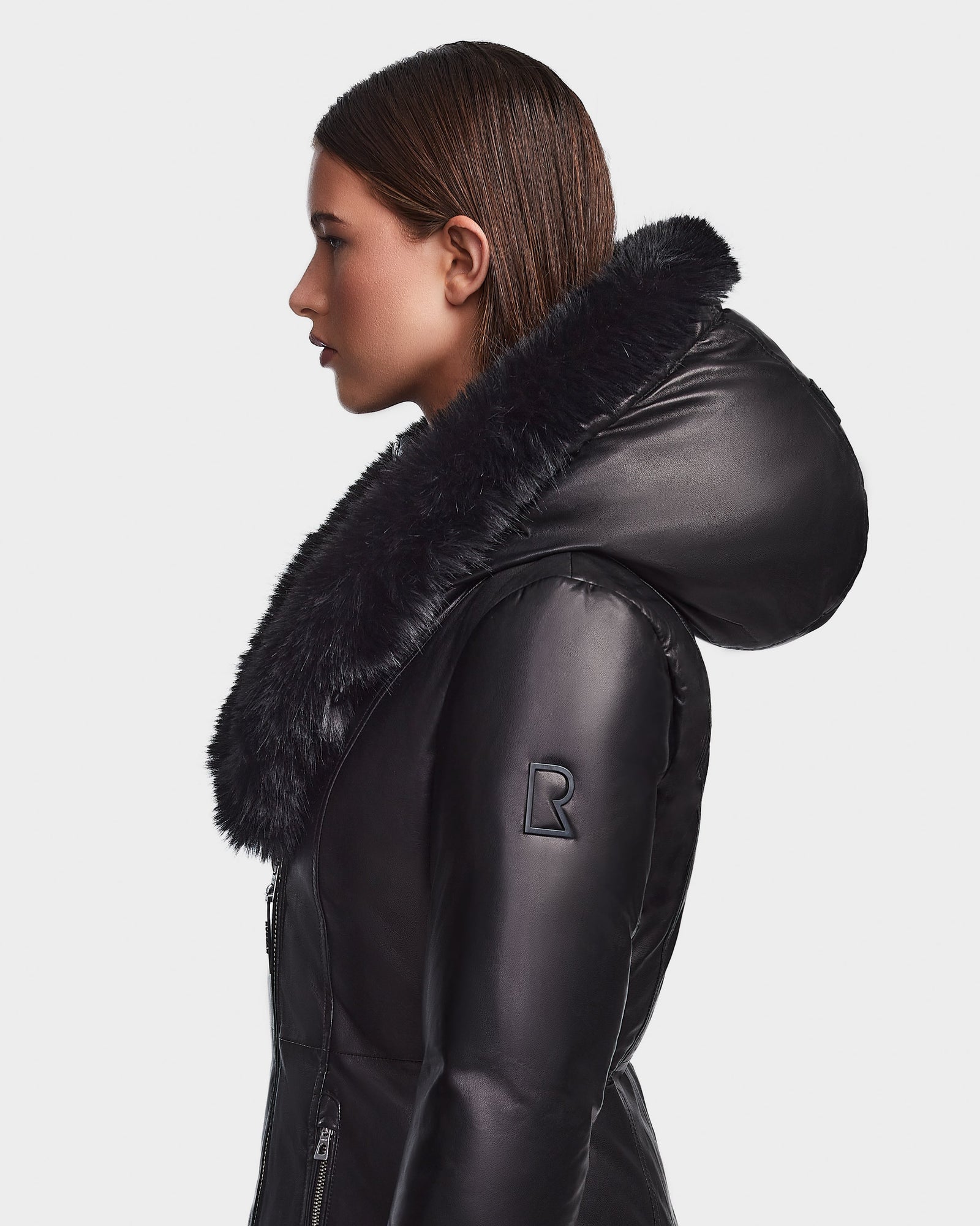Women | MAIA X Leather Down Parka | Black