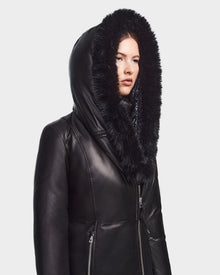 Women | MAIA X Leather Down Parka | Black