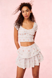 Ruffle Mini Blue Floral Skirt | Skylight  Blue