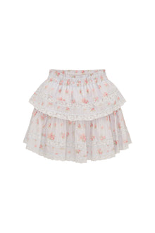 Ruffle Mini Blue Floral Skirt | Skylight  Blue