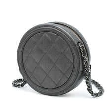 Chanel | Pre-Owned Metallic Caviar CC Filigree Round Clutch with Chain | Black