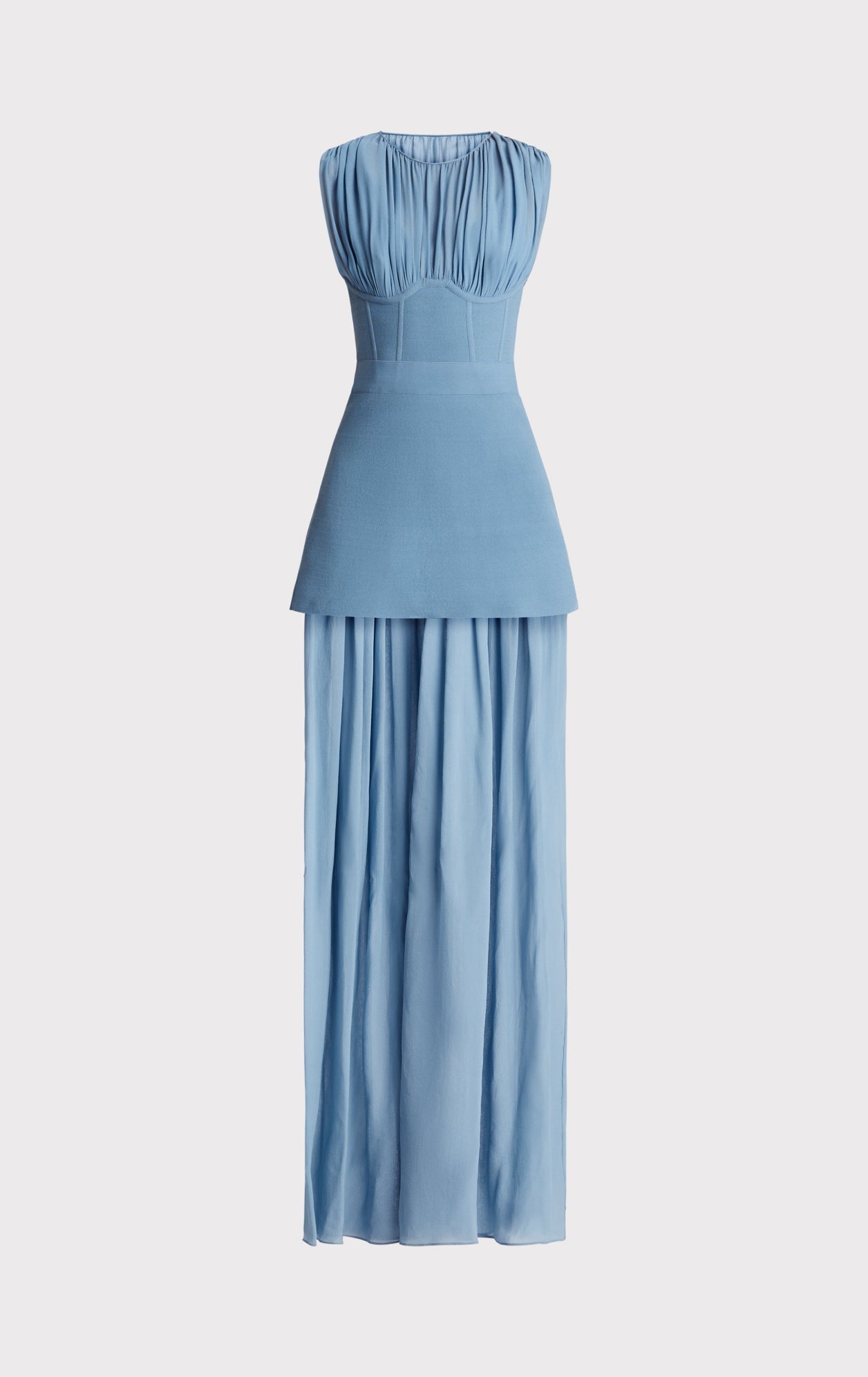 Milano Corset Gown W/ Silk Ruched Chiffon | Abalone