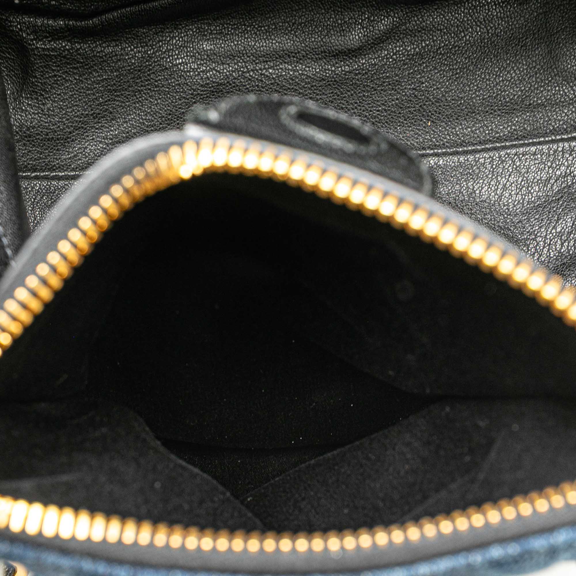 Miu Miu | Pre-Owned Small Matelasse Denim Biker Satchel | Blue/Denim