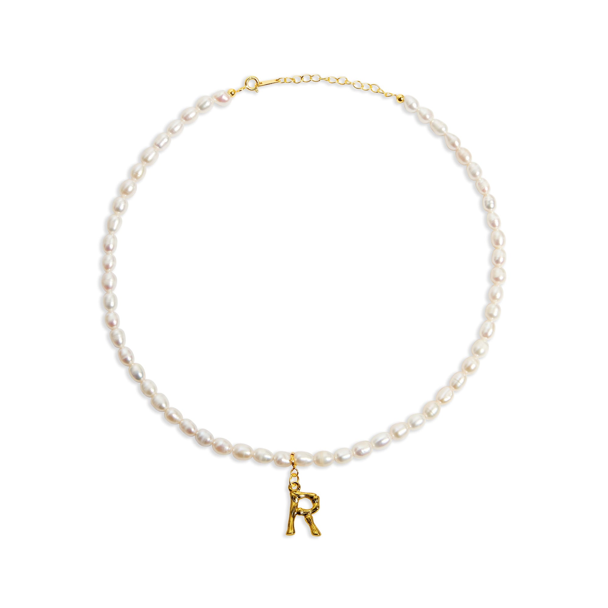 inital letter r pearl necklace