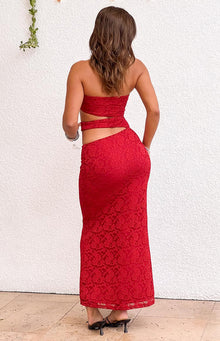Rae Strapless Maxi Dress | Red