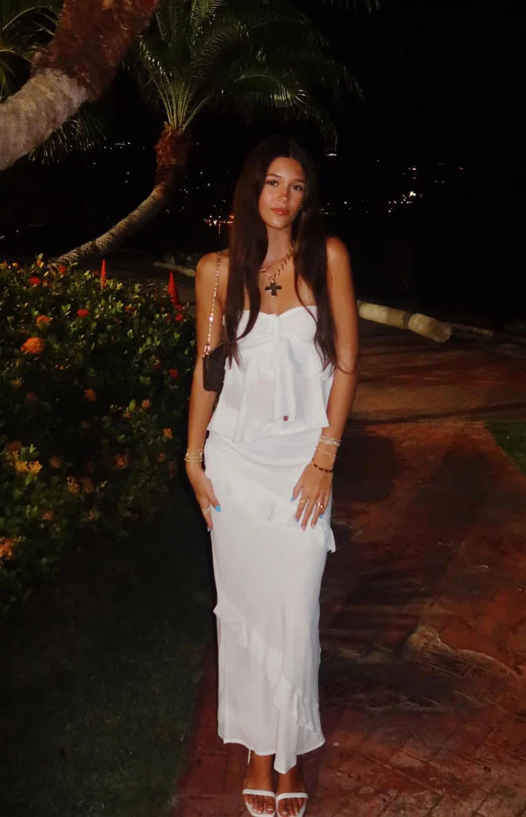 Raleigh Ruffle Maxi Skirt | White