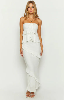 Raleigh Ruffle Maxi Skirt | White
