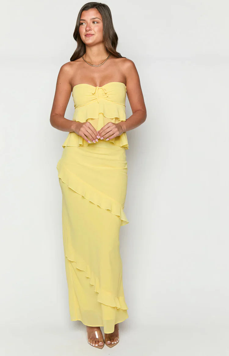 Raleigh Ruffle Maxi Skirt | Yellow
