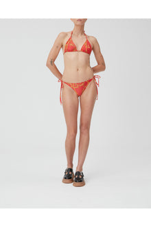 Recycled Printed String Bikini Top | High Risk Red