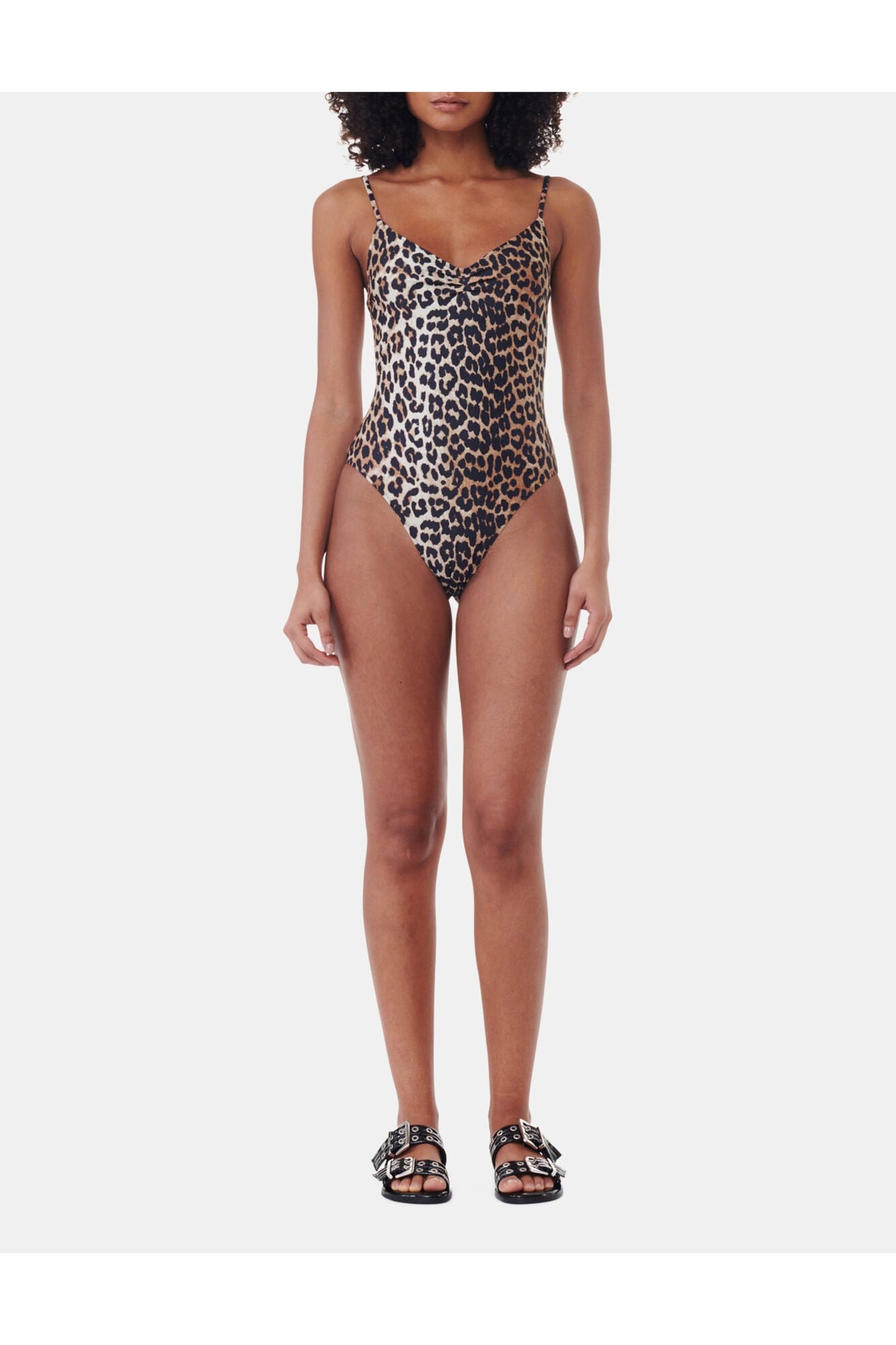 Recycled Printed V neck Swimsuit | Leopard