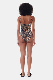 Recycled Printed V neck Swimsuit | Leopard