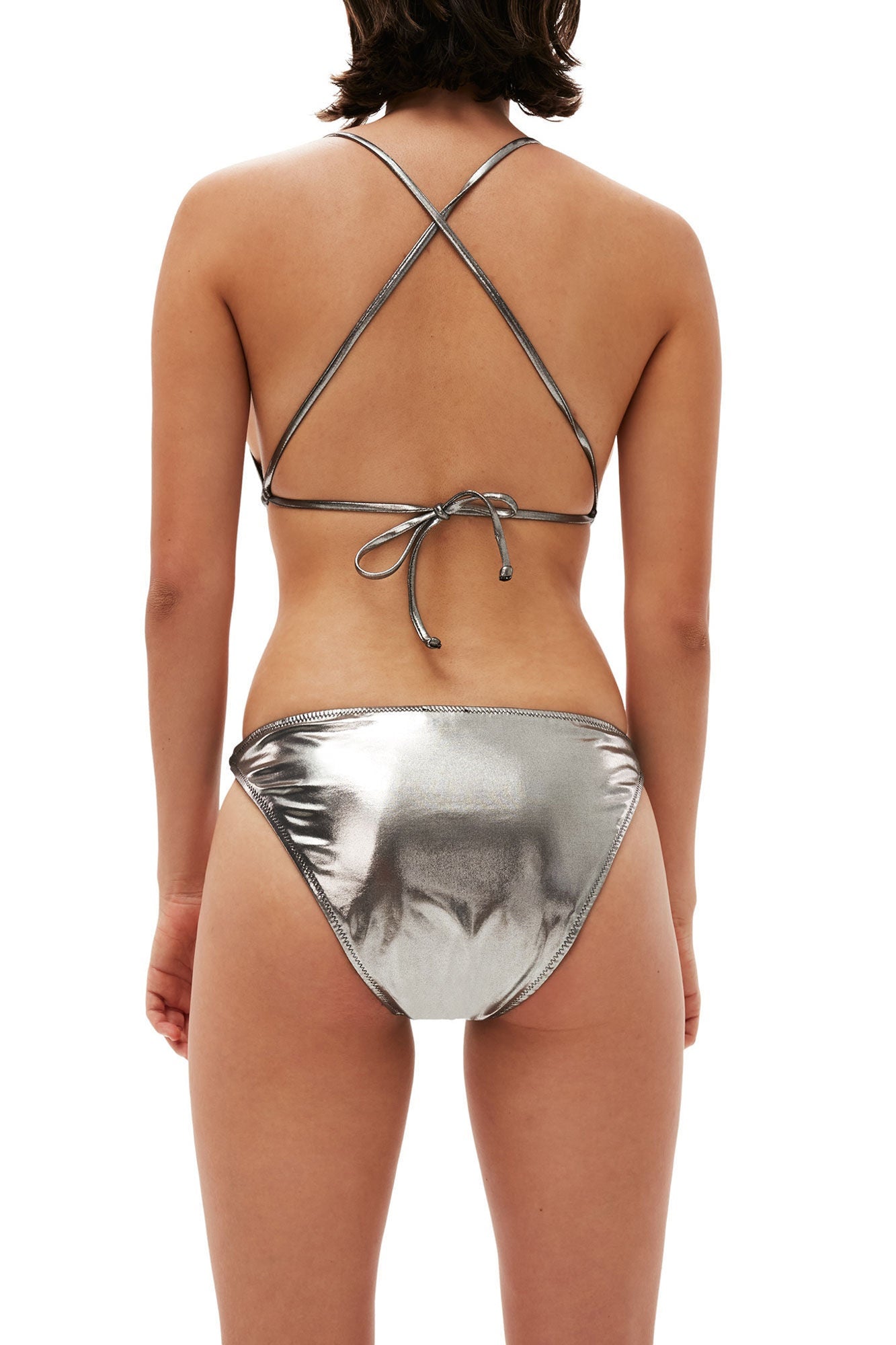 Recycled Shine String Swimsuit | Silver
