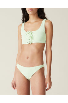 Recycled Textured Lace up Bikini Top | Patina Green