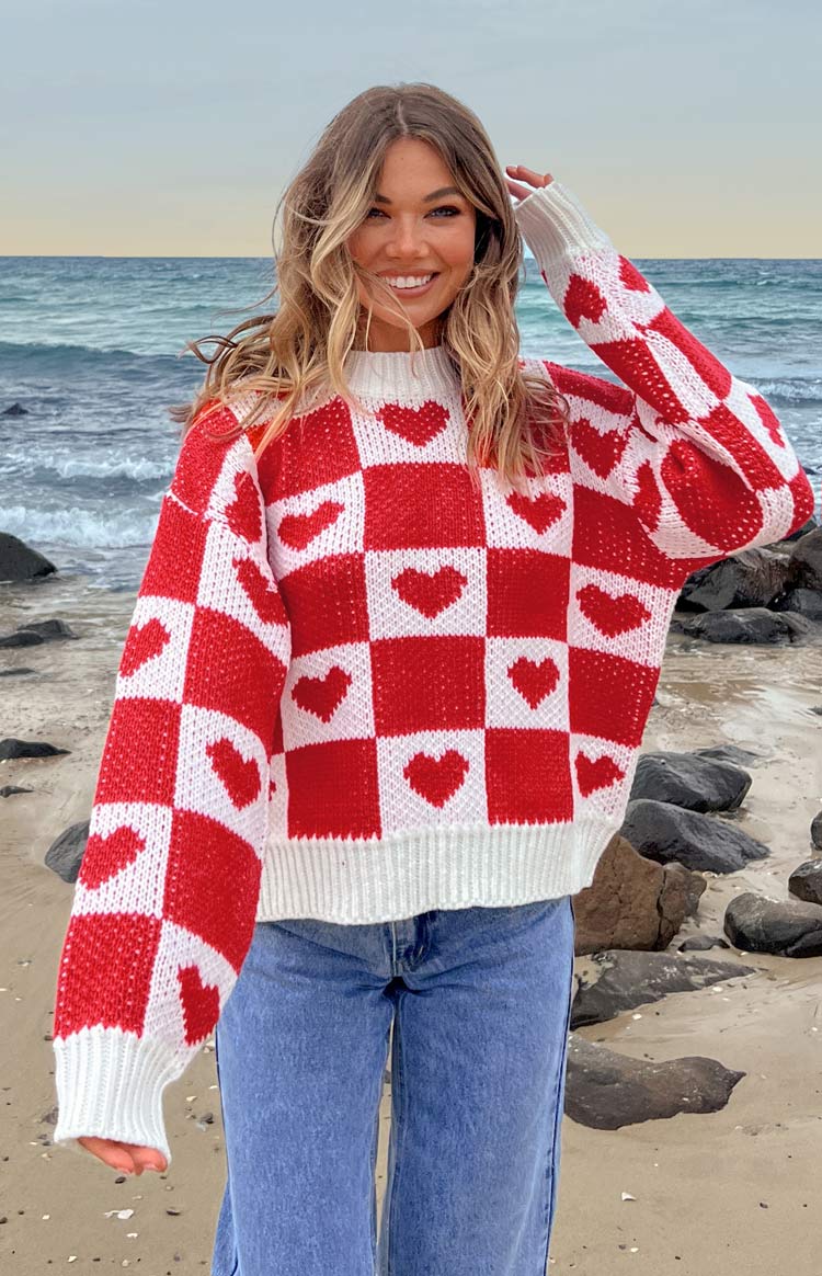 Heart Patchwork Jumper | Red