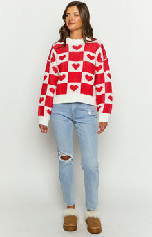 Heart Patchwork Jumper | Red
