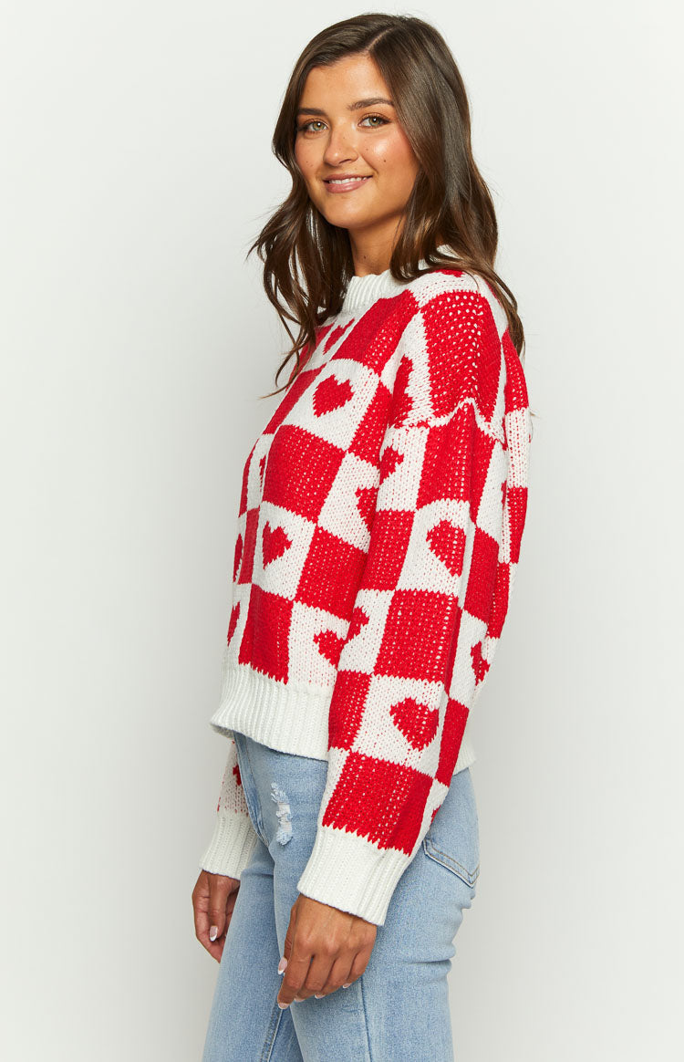 Heart Patchwork Jumper | Red