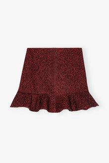 Red Herringbone Wool Mini Skirt | Winery