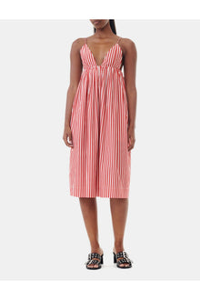 Red Stripe Cotton Strap Midi Dress | Barbados Cherry