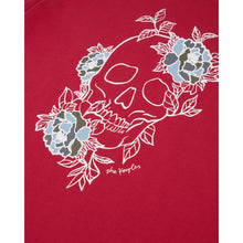 Red T-Shirt With Flower Skull Serigraphy | Men | Cherry