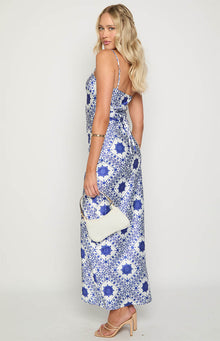 Renesmee Tile Print Maxi Dress | Navy