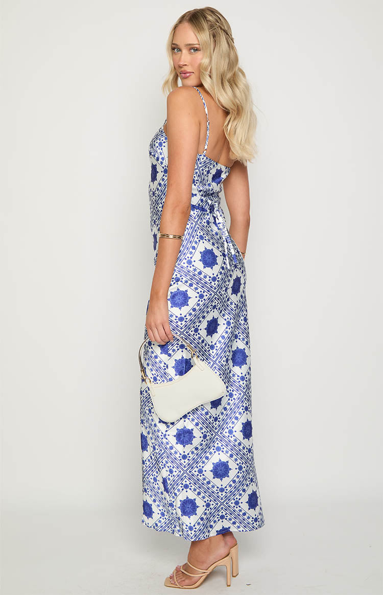 Renesmee Tile Print Maxi Dress | Navy
