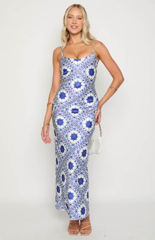 Renesmee Tile Print Maxi Dress | Navy