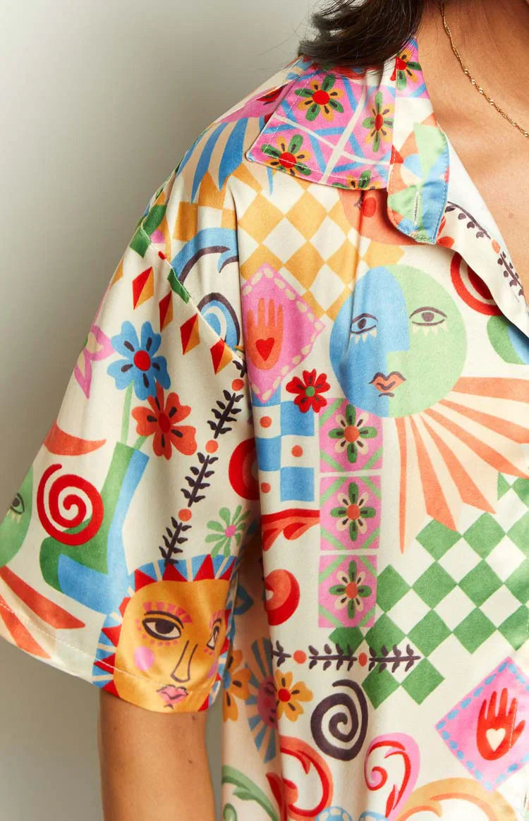 Resort Satin Shirt | Summer Print