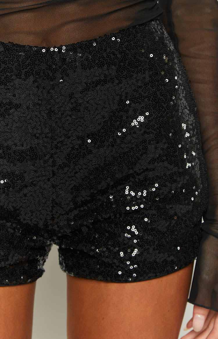 Rev Sequin Hot Pants | Black