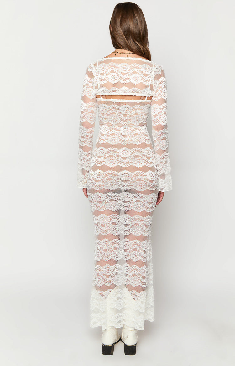 Rey Lace Maxi Dress And Bolero | White