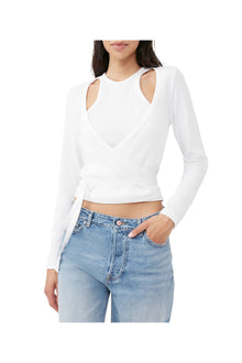 Rib Jersey Wrap Blouse | Bright White