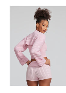 Ribbed Knit Shrug | Ballet Pink