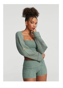 Ribbed Knit Shrug | Sage Green
