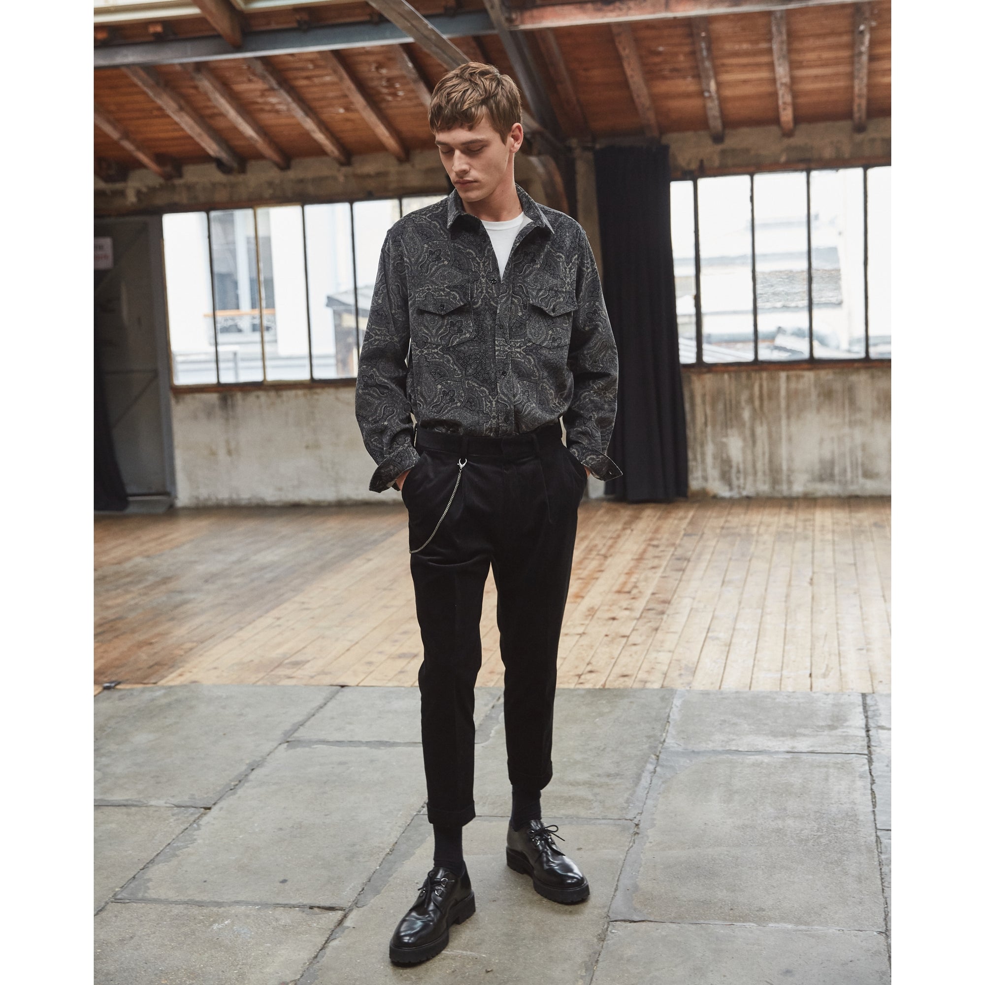 Ribbed Velvet Trousers | Men | Black