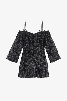 Ribbon Tulle Mini Dress | Black