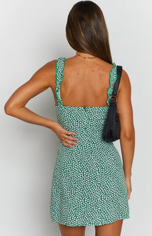 Rihanna Mini Dress | Green Ditsy