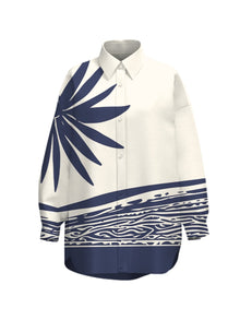 Printed Linen Rina Top | Maja Navy