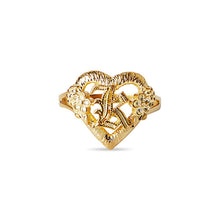 The Cutout Old English Flower Heart Letter Ring | Sterling Silver | Size 5